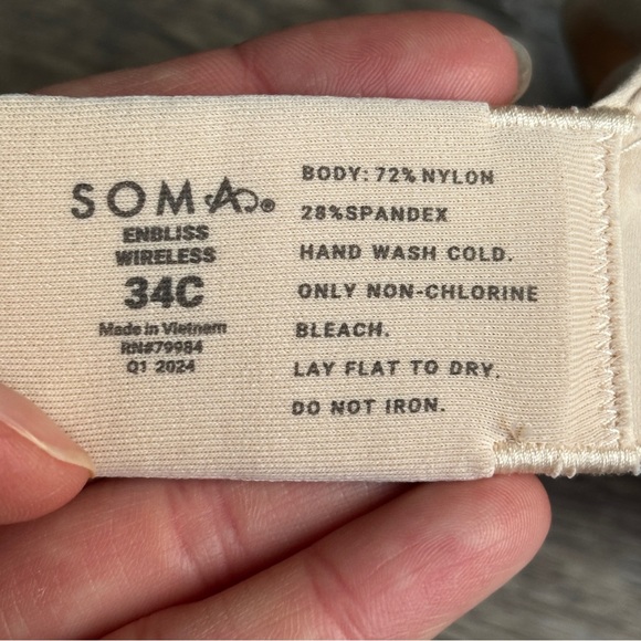 Soma Enbliss Wireless Comfort T Shirt Bra Pale Sand Beige Sz 34C - Picture 9 of 11